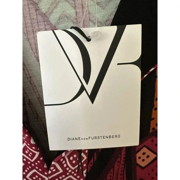 NWT Diane Von Furstenberg Rose Patchwork 3/4 Sleeve 100% Silk Dress Size 4 - Picture 5 of 7